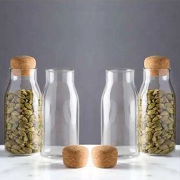 Femora Transparent Borosilicate Glass Containers with Cork Lid (500 ml) - Set of 4-38