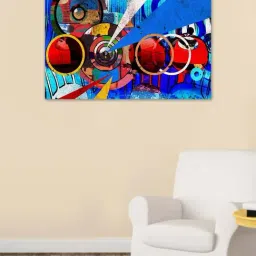 999store Blue & Red Abstract Canvas Painting-image-33