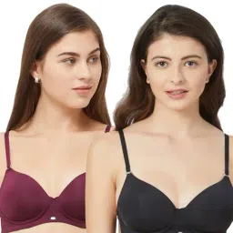 Soie Multicolor Non Wired Padded T-Shirt Bra - (Pack Of 2)-33