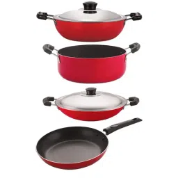 Nirlon Non-Stick Red Aluminium cookware Combo with bakelight H & le Set of 4-Pieces-16