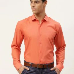 Sojanya Orange Cotton Regular Fit Shirt-image-71