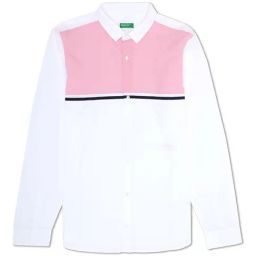 United Colors of Benetton Kids White & Pink Color Block Shirt-image-127