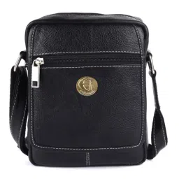 HiLEDER Black Textured Small Leather 5.5 inch Cross Body Bag-image-52