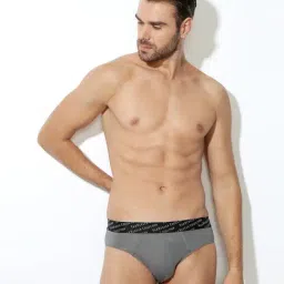 Van Heusen Regular Fit 4 Way Stretch 3D Logo Waistband Solid Tactel Briefs - Quite Shade-picture-9