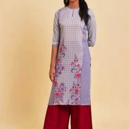 W Purple Printed Straight Kurta-picture-27