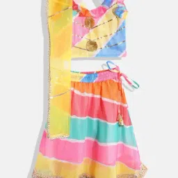 READIPRINT FASHIONS Kids Multicolor Striped Lehenga, Choli with Dupatta-image-59
