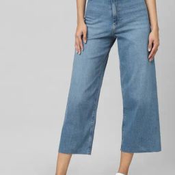Only Blue Cotton Wide Leg Mid Rise Jeans-image-34