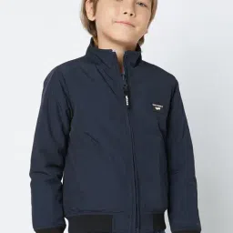 GAS Kids Navy Regular Fit Full Sleeves Reversible Jacket-image-72