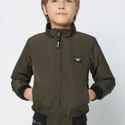 GAS Kids Olive Green Regular Fit Full Sleeves Reversible Jacket-image-29