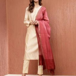 Fabindia RedSolidDupatta-image-44