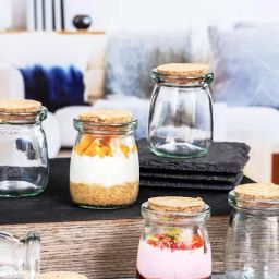 Goodhomes Transparent Glass Storage Jar with Wooden Lid - Set of 6 (0.1 l)-23