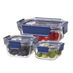Lock & Lock Transparent Glass Airtight Food Storage Containers with Lid - Set of 3 image 1
