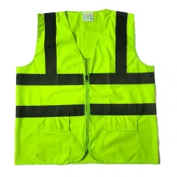 Payuh Ultra V-Neck Zipper Closer PVC 50 mm (2 inch) Reflective Polyester Liril Fabric Safety Jacket Green Free Size-image-47
