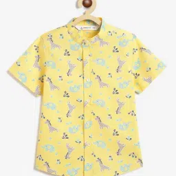 Campana Boys Yellow Cotton Graphic Shirt-picture-27