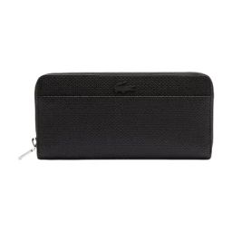 Lacoste Chantaco Black Textured Large Leather Zip Around Wallet for Women-13