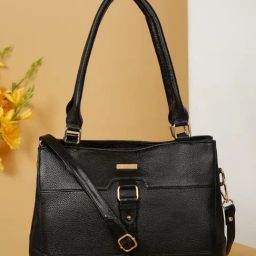 Teakwood Leathers Black Textured Leather Structured Shoulder Handbag-picture-19