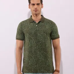 Hoversoul Green Cotton Regular Fit Printed Half Sleeves Polo T-Shirt-image-22