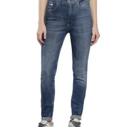 Calvin Klein Super Skinny Blue Lightly Washed High Rise Jeans-image-78