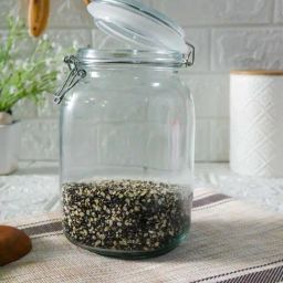 Femora Transparent Glass Round Jars With Airtight Steel Lid (1500ml) - Set of 6-13