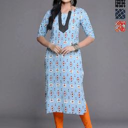Anouk Rustic Women Pack of 4 Ethnic Motifs Printed Pure Crepe Straight Kurta-image-71