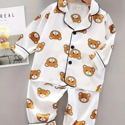PAGHDAL BROTHERS Kids Printed Lapel Collar Shirt With Pyjamas-image-80