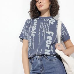 The Roadster Life Co. Typography Printed Drop-Shoulder Sleeves Pure Cotton Boxy T-shirt-image-4
