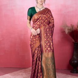 DIVASTRI Woven Design Zari Pure Silk Banarasi Saree-image-5