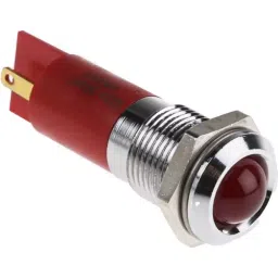 RS PRO Red Panel Mount Indicator 24V DC, Mounting Hole Size 14 mm, Termination Type Solder Tab, Model No 203650-16