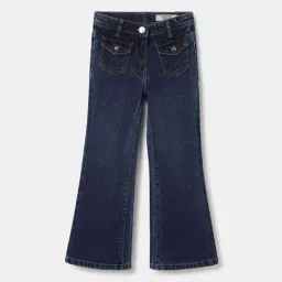 Blue Giraffe Girls Blue Cotton Solid 1 Jeans-image-42