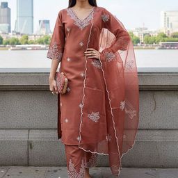 BAESD Women Ethnic Motifs Embroidered Kurta with Trousers & Dupatta-picture-4