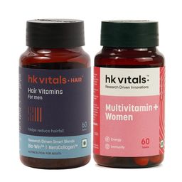 HealthKart HK Vitals Multivitamin Plus Women & Hair Vitamins for Men 60 Caps Combo-12