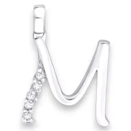 Taraash Sterling Silver CZ -studded Initial M Pendant for Men/Women-image-53