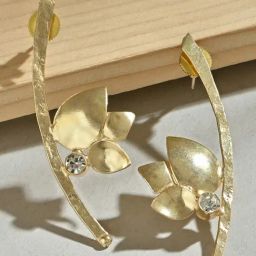 Fida Gold White Hanging Lotus Floral Drop Earrings-19