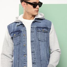 VOXATI Men Washed Hooded Denim Jacket-image-84