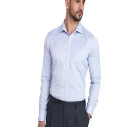 Park Avenue Blue Slim Fit Checkered Formal Shirt-picture-8