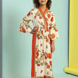 Biba Kids Cream Floral Regular Fit Jumpsuit-image-10