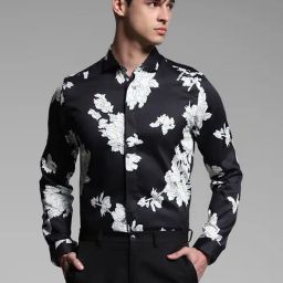 Jack & Jones Black Cotton Slim Fit Floral Print Shirt-picture-8