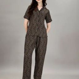 Smarty Pants Black & Olive Printed Shirt With Pyjamas-image-66