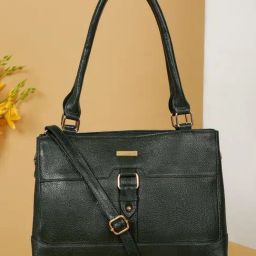 Teakwood Leathers Green Textured Leather Structured Shoulder Handbag-12