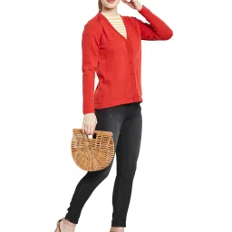 Monte Carlo Red Wool Open Front Cardigan image 4
