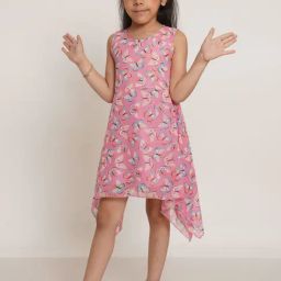 Creative Kid'S Girls Pink Regular Fit Printed Dress-image-41