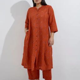 Diza by Westside Rust Striped A-Line Kurta-image-44