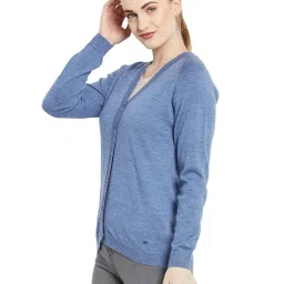 Monte Carlo Blue Wool Open Front Cardigan image 3