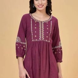 Rangmanch by Pantaloons Purple Embroidered A Line Short Kurti-22