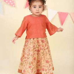 Fabindia Infant Girls Yellow Cotton Blend Hand Block Printed 2Pc Lehenga Set-image-77