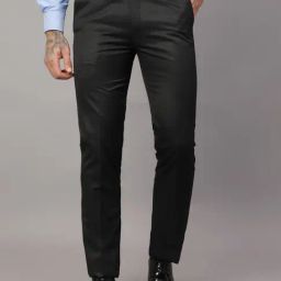 Cantabil Dark Grey Regular Fit Checks Trousers-image-62