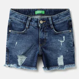 United Colors of Benetton Girls Regular Fit Mid-Rise Denim Shorts-picture-5
