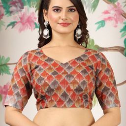 Anouk Rustic Polka Dot Printed Zari Block Print Saree image 2