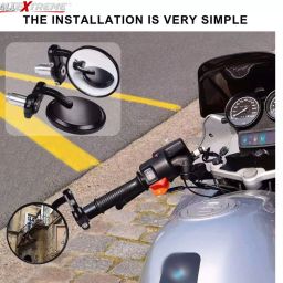 Allextreme Universal Foldable Round Bar End Side Rear View Convex Mirrors for Motorcycles and Bikes Black 2 Pcs image 4