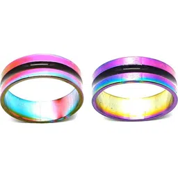 Dynamic Retail Global Set of 2 Rings for Men & Women, Multicolor-Multicolor Alloy Ring ()-10